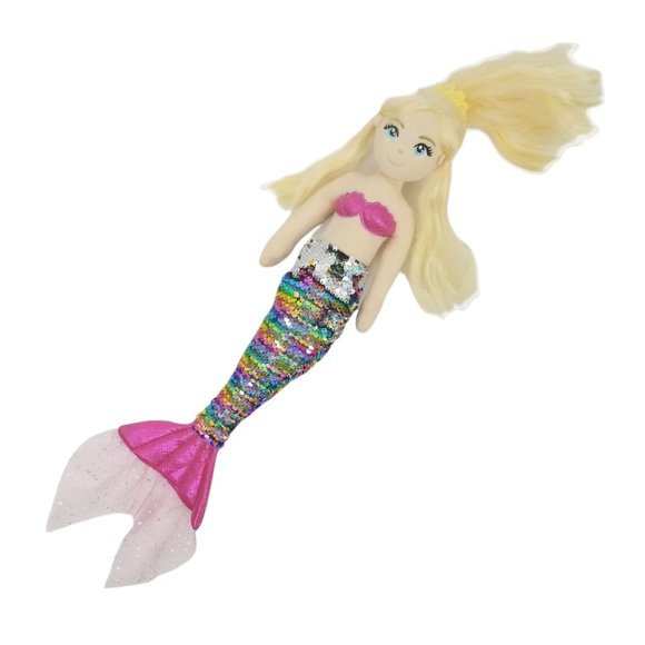 Aurora World Mermaid Rainbow Sequins Pink Plush 20" Doll Blonde Hair Stuffed Toy - Picture 3 of 10